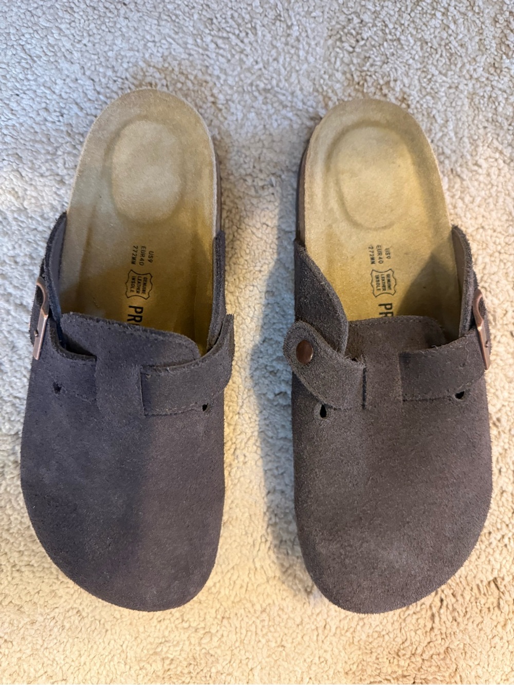 Suede Slip-On Clog Mules in Dark Brown